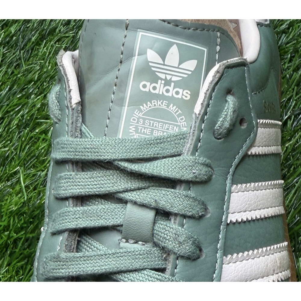 Adidas Samba OG Silver Green Chalk White Gum Leather Sneakers IE7011 Womens 6 - Picture 5 of 10